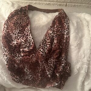 Forever 21 Leopard Print Halter Scarf in Brown and Cream